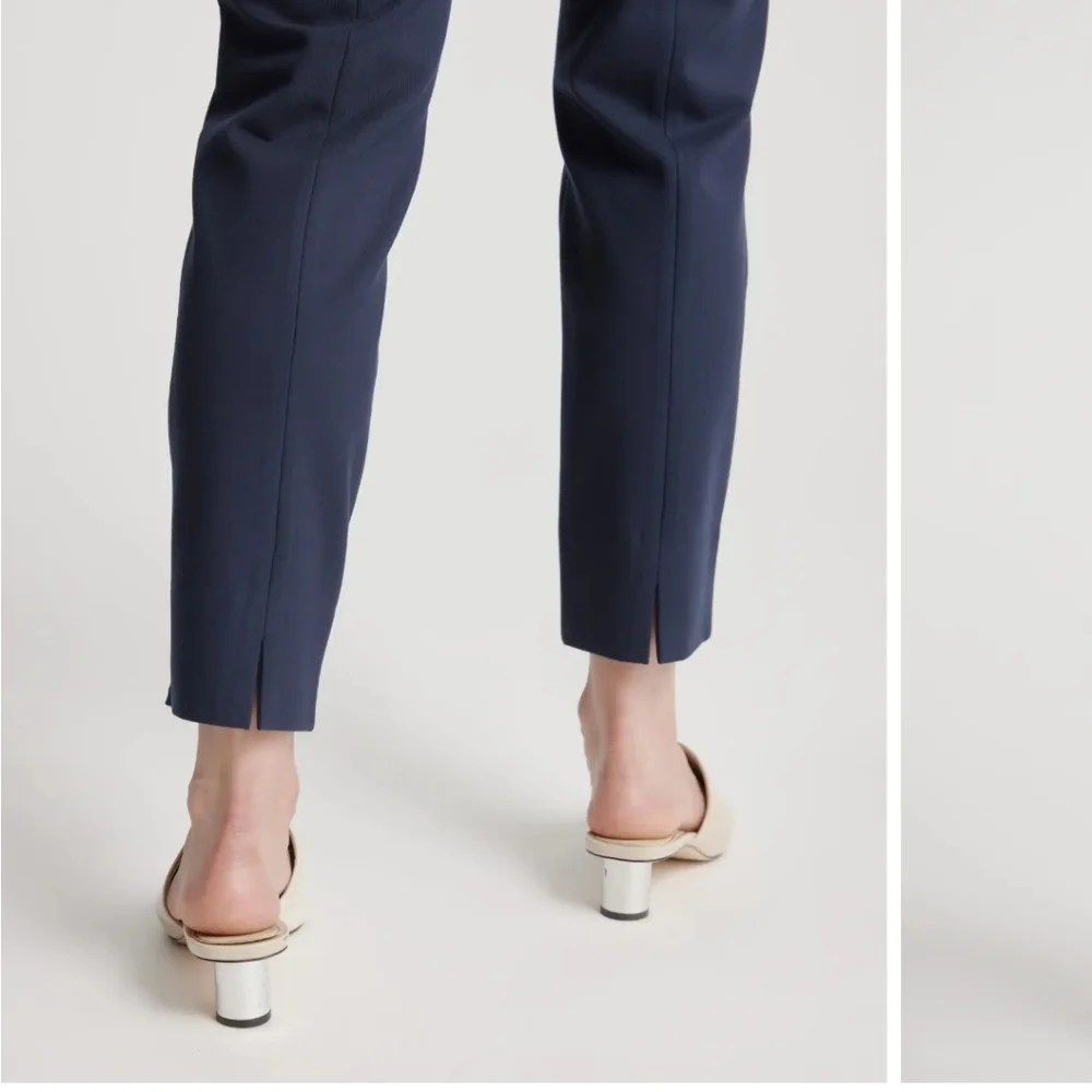 Quince Ultra Stretch Ponte Pintuck Ankle Pants Black Last Few Pairs - Picture 3 of 6